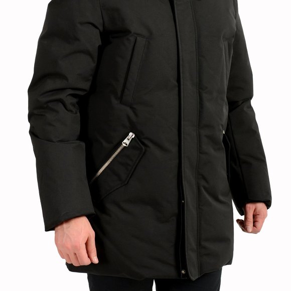 Mackage Men's "Edward-X" Black Fur-Trim Long Parka Jacket sz US 38/S IT 48 - Picture 2 of 8